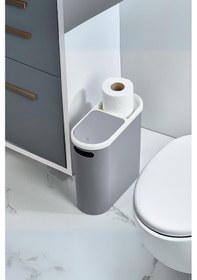Resim Gri Kapaklı Wc Kağıtlıklı Çöp Kovası & Ofis Çöp Kovası 10 Lt Gri 
