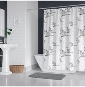 Resim Martı Desen Banyo Perdesi, 180x200cm Duş Perde 12 Adet C Halka... 