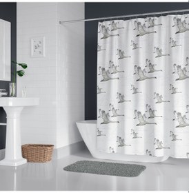 Resim Martı Desen Banyo Perdesi, 180x200cm Duş Perde 12 Adet C Halka... 