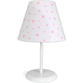 Resim Şenay Aydınlatma Çocuk Odası Konik Kumaş Abajur-Beyaz Yıldız 