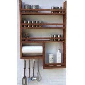 Resim Gudy Wood Gudywood Ahşap Mutfak Terek, Baharatlık Rafı, Havluluk 