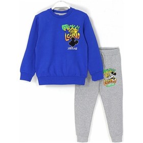 Resim Dobakids The Mickey Legend Baskılı Erkek Çocuk Eşofman Takımı 3-9 Yaş Saks Saks Mavi 