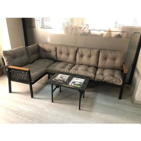 Resim Miami Melisa 3+2 Köşe Yön Değiştirilebilir Koltuk Takımı Balkon-bahçe-kafe Mermerdesen 70x50cm Sehpa Cappucino 