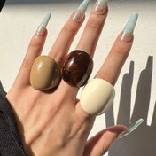 Resim 3 adet Zarif Vintage Bej ve Kahverengi Reçine Halka Seti - Minimalist Yığınlanabilir Halkalar, Pürüzsüz Parlak Bitiş, Arkadaşlar için Mükemmel Hediye, Günlük Giyim Takıları | Minimalist Halkalar | Pürüzsüz Bitiş Halkaları 