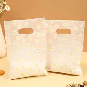 Resim 100 adet Papatya Desenli Teşekkür Hediye Çantaları Plastik Saplı - Şeffaf, Dayanıklı & Yeniden Kullanılabilir - Anneler Günü, Partiler, Tatiller & Perakende Alışveriş için İdeal, Küçük Hediye Çantaları 