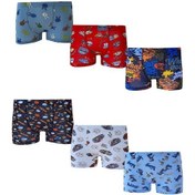 Resim 6Lı Erkek Çocuk Renkli Desenli Baskılı Boxer Külot 
