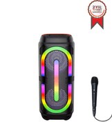 Resim Torima GTS-2132 Siyah Mikrofonlu RGB Ledli Taşınabilir Bluetooth Hoparlör Parti Speaker 