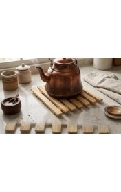 Resim Mabeyn Bambu Izgara Nihale - Doğal Bambu Tencere ve Tava Altlığı, Isıya Dayanıklı, Kaymaz Tezgâh Koruyucu 