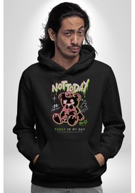 Resim Bugün Değil Kadın Erkek Siyah Kapüşonlu Sweatshirt Hoodie Siyah 