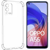 Resim Caseart Oppo A55 ile Uyumlu Kapak Kamera Korumalı Şeffaf Airbag Antishock Köşe Korumalı Silikon Şeffaf Kılıf 