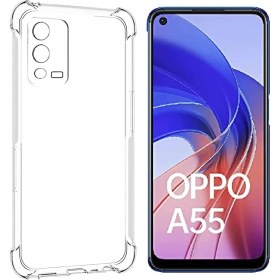 Resim Caseart Oppo A55 ile Uyumlu Kapak Kamera Korumalı Şeffaf Airbag Antishock Köşe Korumalı Silikon Şeffaf Kılıf 
