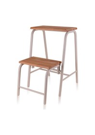 Resim The Mia Ahşap Metal 2 Basamaklı Pratik Tabureli Merdiven Gri 1 Adet 