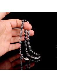 Resim Siyah Renk Mine İşlemeli Metal 6 Yarma Model Tesbih 