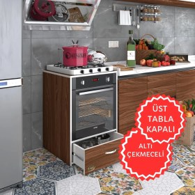 Resim Kenzlife ankastre modülü kabini argon cvz fırın ocak dolabı çekmeceli sabit tabla 