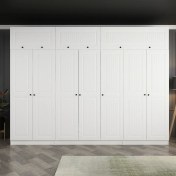 Resim Minar Kale 7 Mebran Kapaklı 2 Iç Çekmeceli Dolap ve Yüklük Beyaz 190 cm 