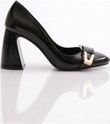 Resim Dgn 8077 Kadin Topuklu Ayakkabi 8077-2125-R7749 Siyah Kırışık Rugan 