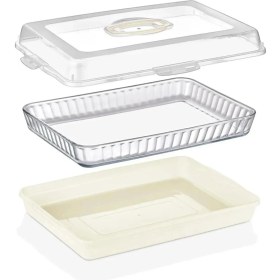 Resim Dikdörtgen Borcam Kutusu | Pasta Börek Taşıma Kilitli Pasta Börek Borcam Saklama ve Taşıma Kabı 