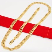 Resim 2 Parça NK Set Klasik Altın Zincirli Kolye ve Bileklik Takımı - Yüksek Kaliteli Titanyum Erkek Takısı Avrupa ve Amerikan Tarzı 