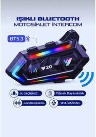 Resim Nivego Motosiklet İntercom Kask Kulaklık Bt5.3 Stereo Rgb Işıklı Bluetooth Su Geçirmez Kulaklık 