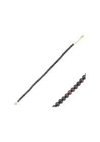 Resim 5,5 Mm Siyah İnci Erkek Bileklik 25 Cm / Sarı Gümüş 