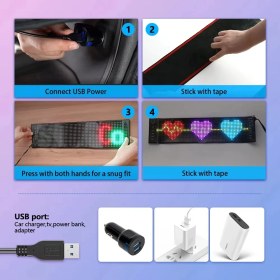 Resim Yeelock LED Matrix Piksel Panel Işık 5V USB Akıllı Uygulama Kontrolü Kaydırma Reklamı Özel Fonksiyonlu LED 7x17CM 