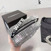 Resim Bayanlar için Taşlı Süslemeli Çapraz Askılı Clutch - Parlak Akşam Partisi Cüzdan, Fermuarlı, Çamaşır Makinesinde Yıkanabilir Kumaş ve Sabit Omuz Kayışı, Özel Günler için Siyah Kare Tasarım Zarif El Aksesuarı Şık Gece Çantası Dayanıklı Astarlı Kompakt Dizayn Gelinlik Ekstray 
