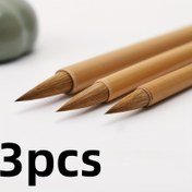Resim 3 Adet Bambu Hat Fırçası - Avrupa, Yan, Liu, Zhao Bedenleri ve Manzara Resimleri İçin Uygun - Ahşap, Suyla Yıkanabilir, Döner Kapanış, Yuvarlak Gövde, İnce Uç 