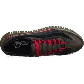 Resim Costo Shoes 45 - 46 - 47 - 48 -49 - 50 Amex Haki Büyük Numara Dana Derisi Rahat Geniş Kalıp Erkek Vip Spor Ayakkabı 