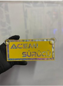 Resim Sarı Renk Üzeri Hologram Renk Acemi Sürücü Yazılı Vantuzlu Cam Süsü 