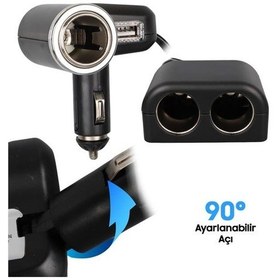 Resim Olesson 1526 12-24v Tek Usb Girişli 120w 80 Cm Kablolu 3'lü Araç Çakmak Çoklayıcı 