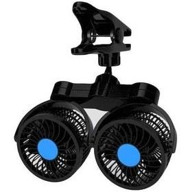 Resim Createtech Yaz Soğutma Rüzgar Klip Kamyon Kafa Fanı Dönebilen Çift Ayarlanabilir Araba 12v 12/24v İn 