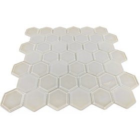 Resim MozaiKristaL Tüm yüzeyler için 48x6mm. Hegzagonal Sıcak Beyaz 30x30cm. Fileli Kristal Mozaik (1 m2 Fiyatıdır) 