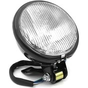 Resim Geeroyoo 35w 12v Evrensel Retro Metal Motosiklet Farı, Gümüş Kaplama Vintage Braketli, Cg125 Gn125 İçin Siyah 