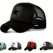 Resim Çiftler için Ayarlanabilir Uyumlu, Hafif Ayarlanabilir Beyzbol Şapkası - Bahar/Yaz Hip-Hop Stili Yıldız Baskılı, Nefes Alabilen File Arka, Polyester, Elde Yıkanabilir - Siyah, Kırmızı, Yeşil, Mavi renklerde mevcut 
