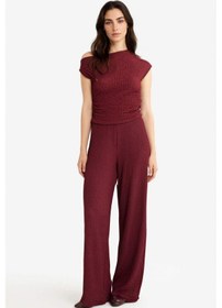 Resim Defacto Wide Leg Geniş Bol Paça Bürümcük Pantolon D3570ax25aubr237 Bordo 