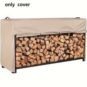 Resim Ağır Hizmet Ateş Odası Raf Kapağı - 243.84cm Log Depolama Düzenleyici ile Çekme Kapatma, Bej Polyester Açık Hava/İç Mekan Ateş Odası Tutucu (243.84cm L x 63.5cm W x 114.3cm H), Ateş Odası Depolama, Patio Düzenleme, Şık Tasarım, Dayanıklı Yapı 