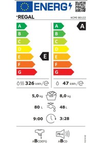 Resim Regal KCMI 80122 8 KG Yıkama 5 KG Kurutma 1200 Devir Kurutmalı Çamaşır Makinesi 