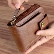 Resim 1 adet Erkek Modası Ağaç Desenli Fermuar Toka, PU Kredi Kartı Kart Tutucu, Küçük Fermuarlı Para Depolama Fermuar Düğme Kapanış İş Cüzdanı, Erkekler İçin İdeal Hediye 