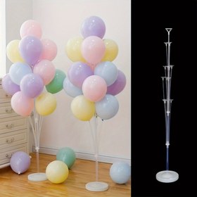 Resim 1 Adet 1.3m Balon Standı - Doğum Günü, Düğün ve Mezuniyet Partisi Dekorasyonu için Elektriksiz, Sağlam Şeffaf Plastik Çerçeve Karışık Pastel Renkler, İç Mekan/Dış Mekan Kullanımı 