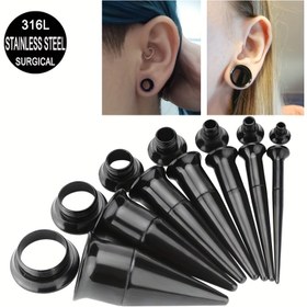 Resim 316L Cerrahi Paslanmaz Çelik Kulak Genişletici Seti - Delme Küpeler, Kulak Tıkaçları ve 11mm Genişletici Ölçüler, Deri Tünel Vücut Takıları için 