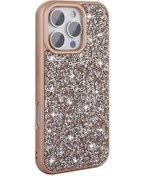 Resim İphone Uyumlu 16 Pro Max Kılıf Parlak Taşlı Tasarım Uzrm Pırlanta Kapak - Gold Gold 