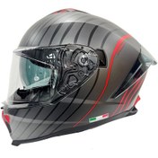 Resim Sway Sw 865 Space Black Red Güneş Gözlüklü Kask Kırmızı - Mat Titanyum 