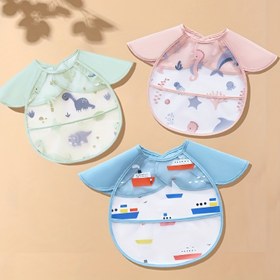 Resim 1 Adet Kısa Kollu Önlük, Ayarlanabilir Bebek Smock'u, 6-36 Aylık Çocuklar İçin Besleme Önlüğü 