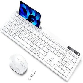Resim Vivefox Kablosuz Klavye Ve Mouse - Telefon Tutuculu Usb Type-c - Beyaz-66131 