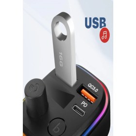 Resim Araç Bluetooth 5.1 Fm Transmitter Cihazı Araba Müzik Mp3 Çalar Oto Çakmaklık 30w Hızlı Şarj Aleti 