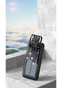 Resim Powerbank10000 Mah Güneş Enerjili Göstergeli Powerbank Solar Fenerli Güneş Enerjili Type C - Lightning - Micro Usb - Usb Kablolu Senalstore Siyah 