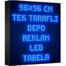 Resim Depo Tabela Reklam Mavi Kayan Yazı LED Tabela 96 x 96CM Tek Taraflı Depo Reklam Tabela 