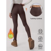 Resim Kadın Yüksek Belli Termal Tayt - Elastik Bel Bantlı, Esnek Uzun, Soğuk Hava İçin İç Ağız Kontrol Özellikli Kışlık Sıcak Tutucu Pantolon, Düz Renk Günlük Giyim (Elde Yıkanabilir), Kışlık Tayt, Soğuk Hava Giyim, Şık Tasarım, Rahat Kesim 