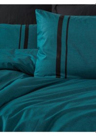 Resim Cotton Box Plain Tek Kişilik Nevresim Takımı Bitter Petrol-Siyah 