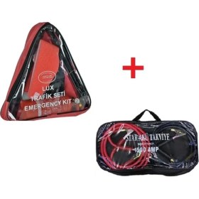 Resim Standarda Uygun 7 Parça Trafik Seti ile 1500 Amp 2.00 mt Akü Takviye Şarj Kablosu Kamyon Otobüs Seti 